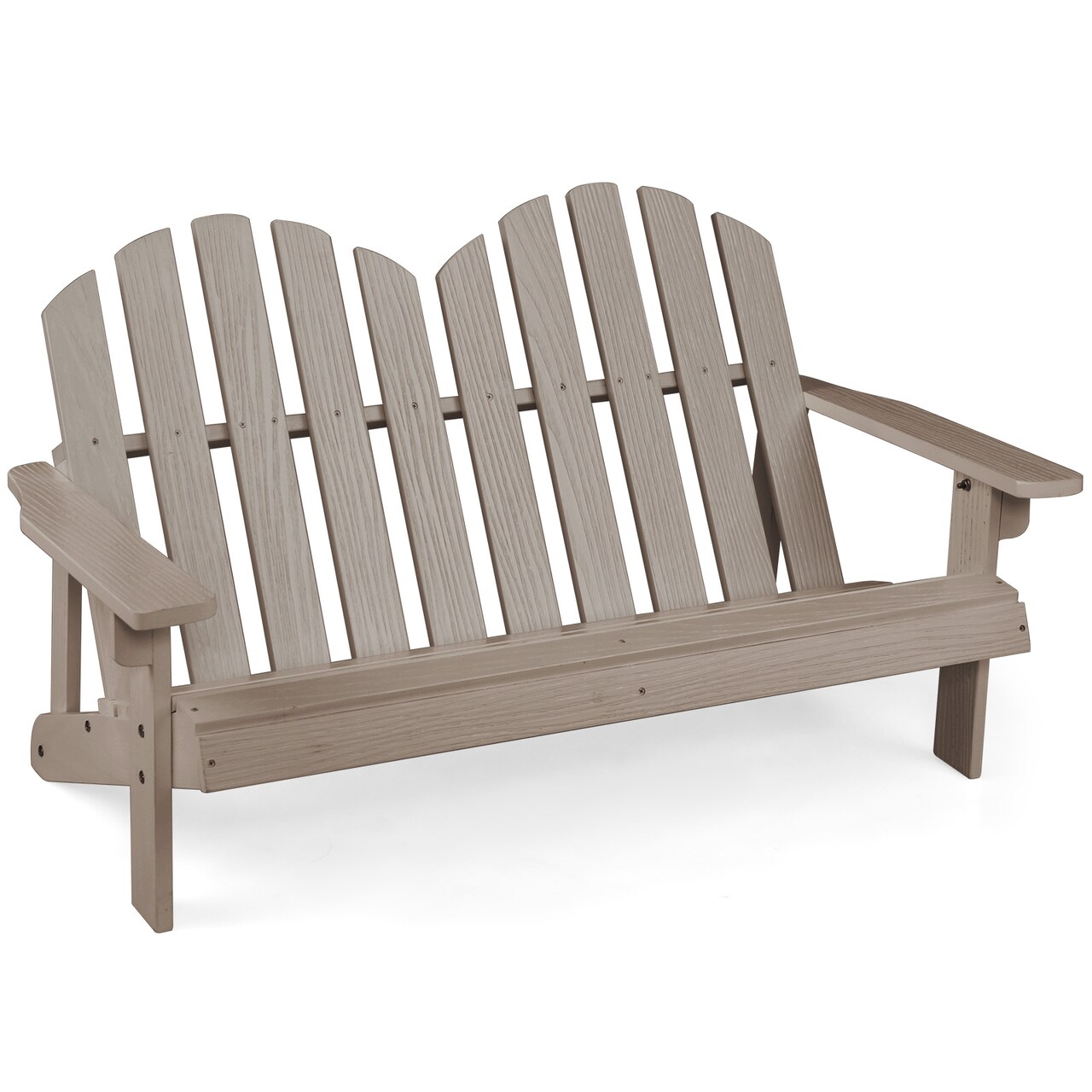 2 Person Grey Adirondack Chair for Kids Crafted from Fir Wood with Waterproof Paint and Breathable Seat
